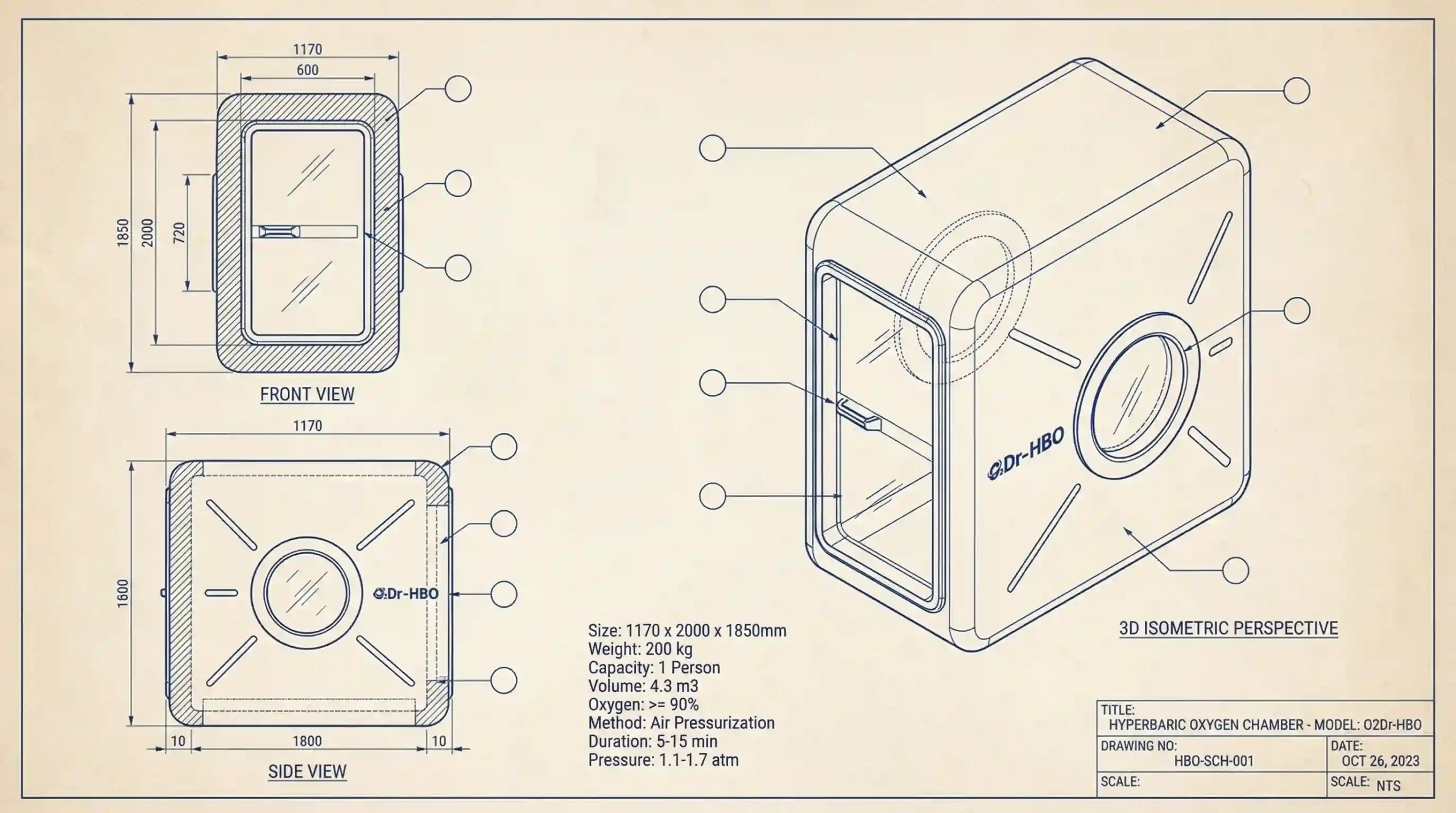 Person relaxing inside a modern hyperbaric oxygen chamber